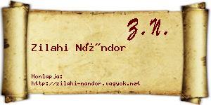 Zilahi Nándor névjegykártya