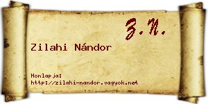 Zilahi Nándor névjegykártya